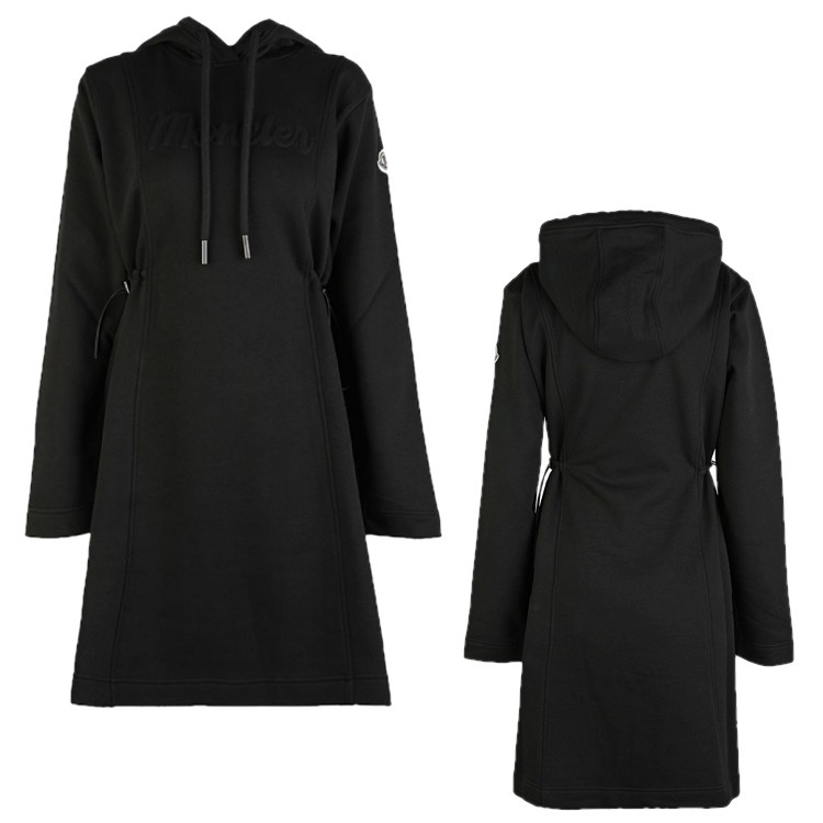 MONCLER☆ABITO ロゴポイント フード ワンピース BLACK