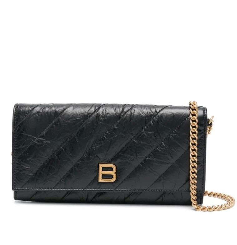 BALENCIAGA(バレンシアガ)CRUSH Leather Chain Wallet(SALE)