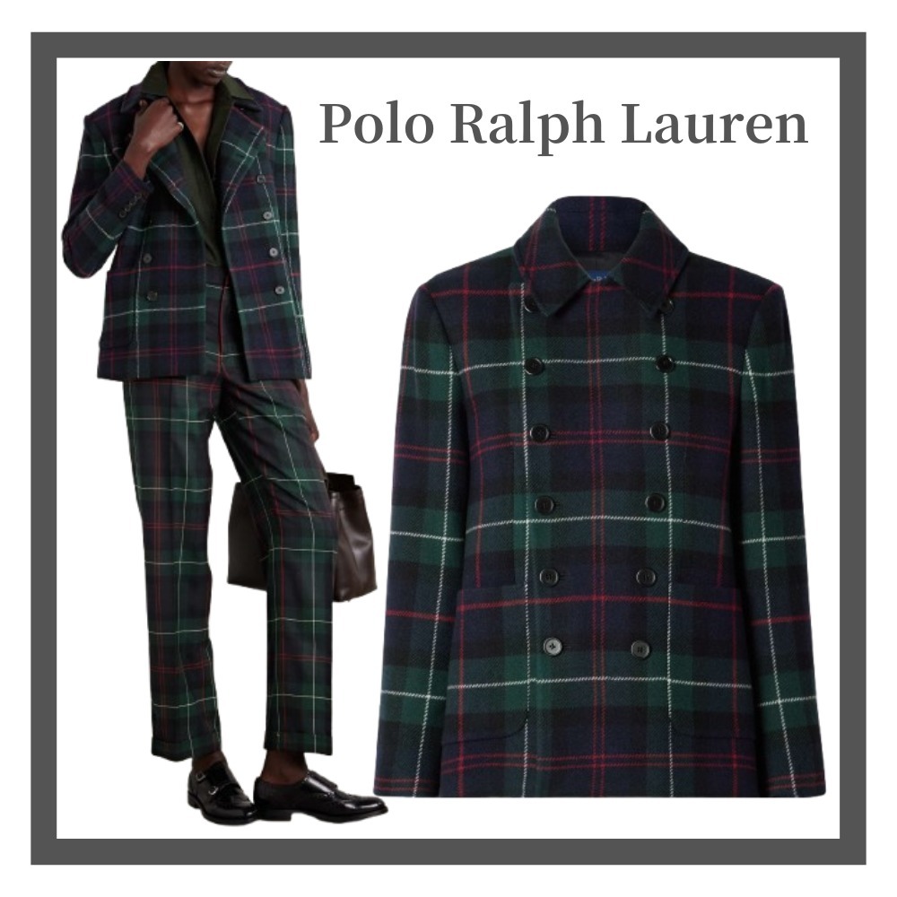 【POLO RALPH LAUREN】チェック柄ウール混ダブルブレストJK