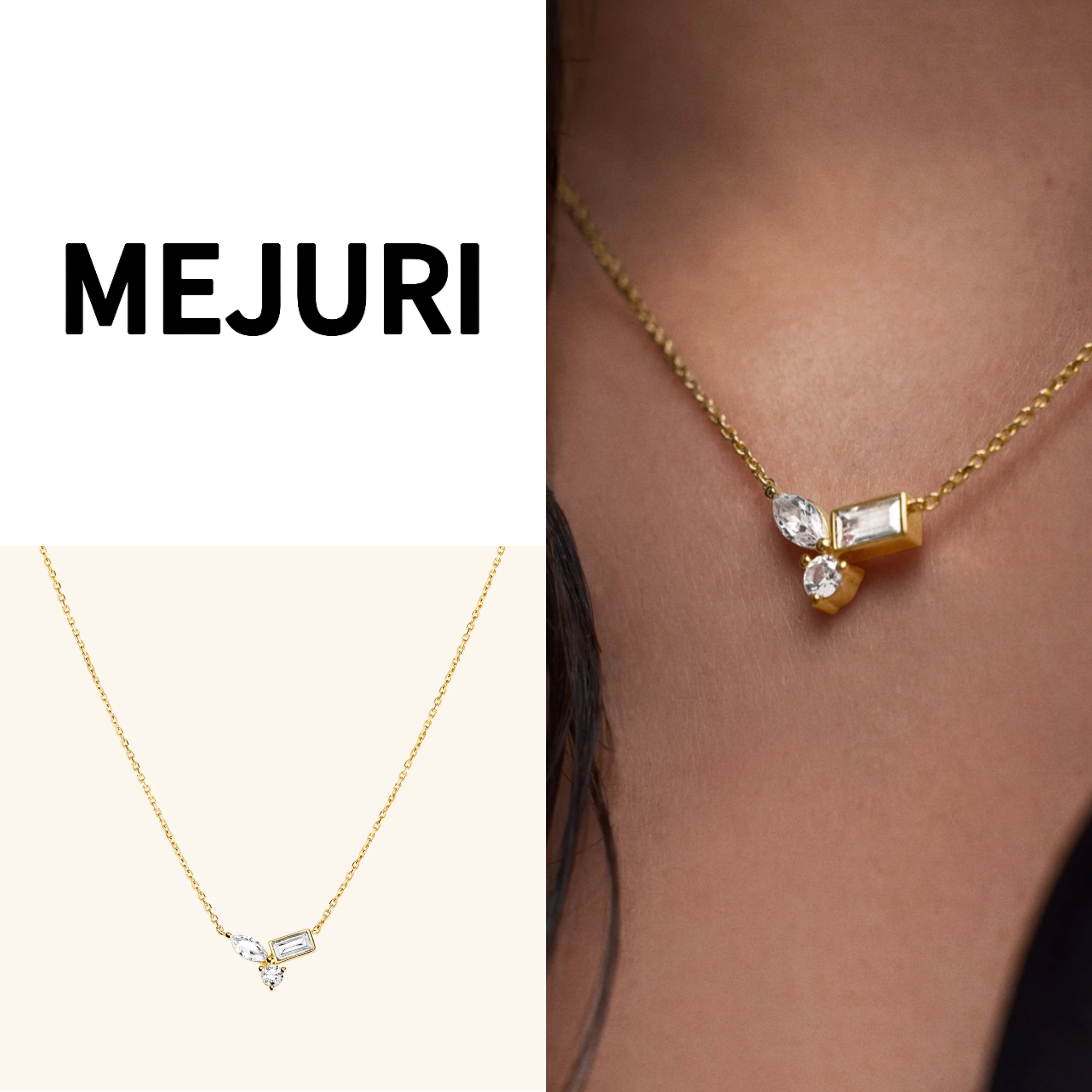 【MEJURI】サファイア クラスター ネックレス 18Kゴールド