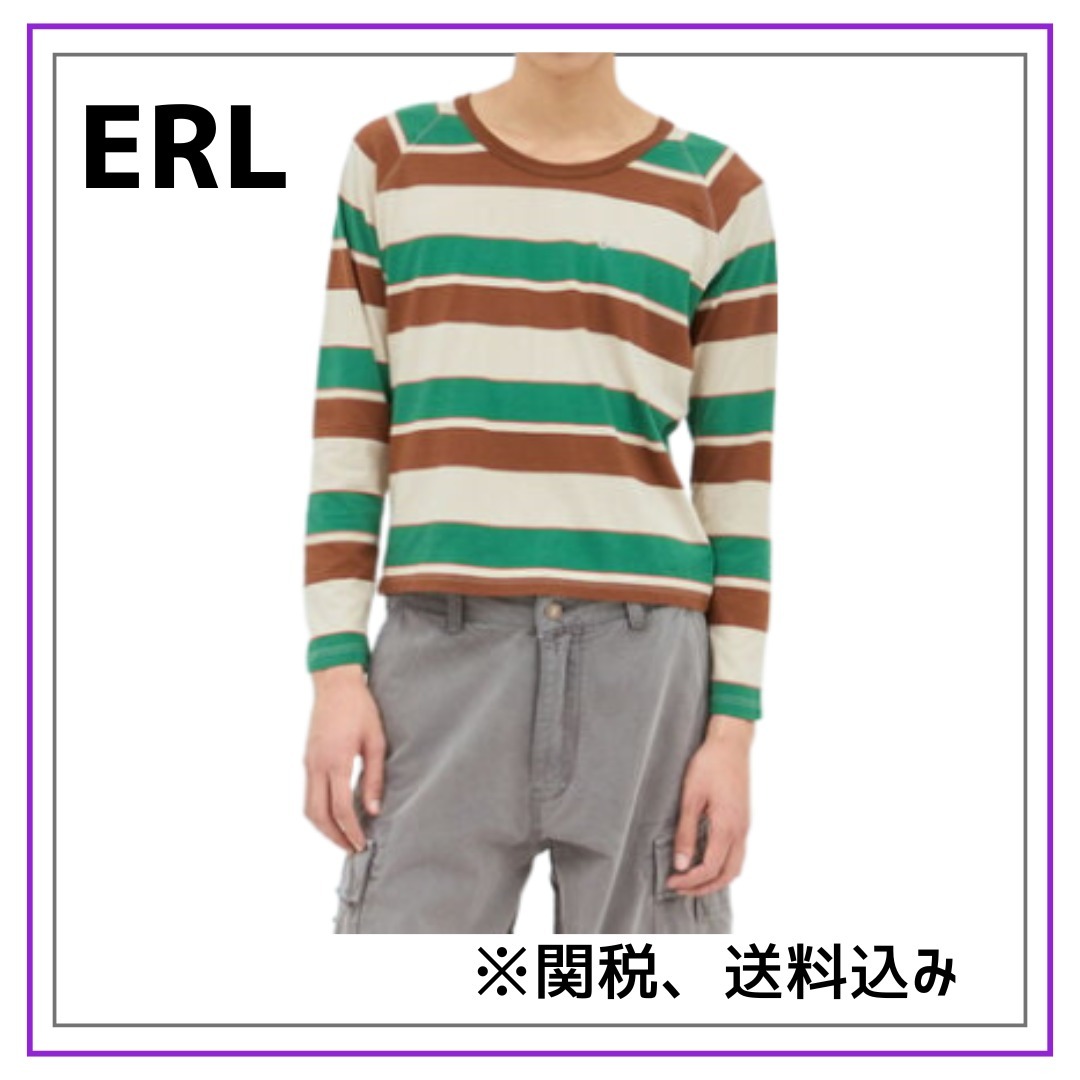 【ERL】関税、送料込み ストライプ ロングスリーブTシャツ