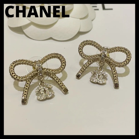 《エレガントなリボン♪》CHANEL ピアス リボン CCロゴ