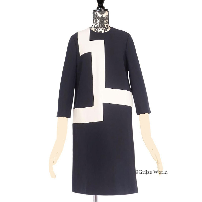 Dior 2019AW ウール＆シルク インタルシア ミディドレス T34 AB
