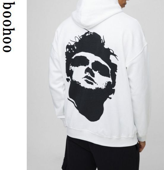boohoo MAN★オーバーサイズ 長袖 パーカー★モリッシー★白★