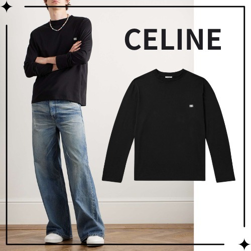 【CELINE】ロゴ刺繍 コットン ジャージー Tシャツ