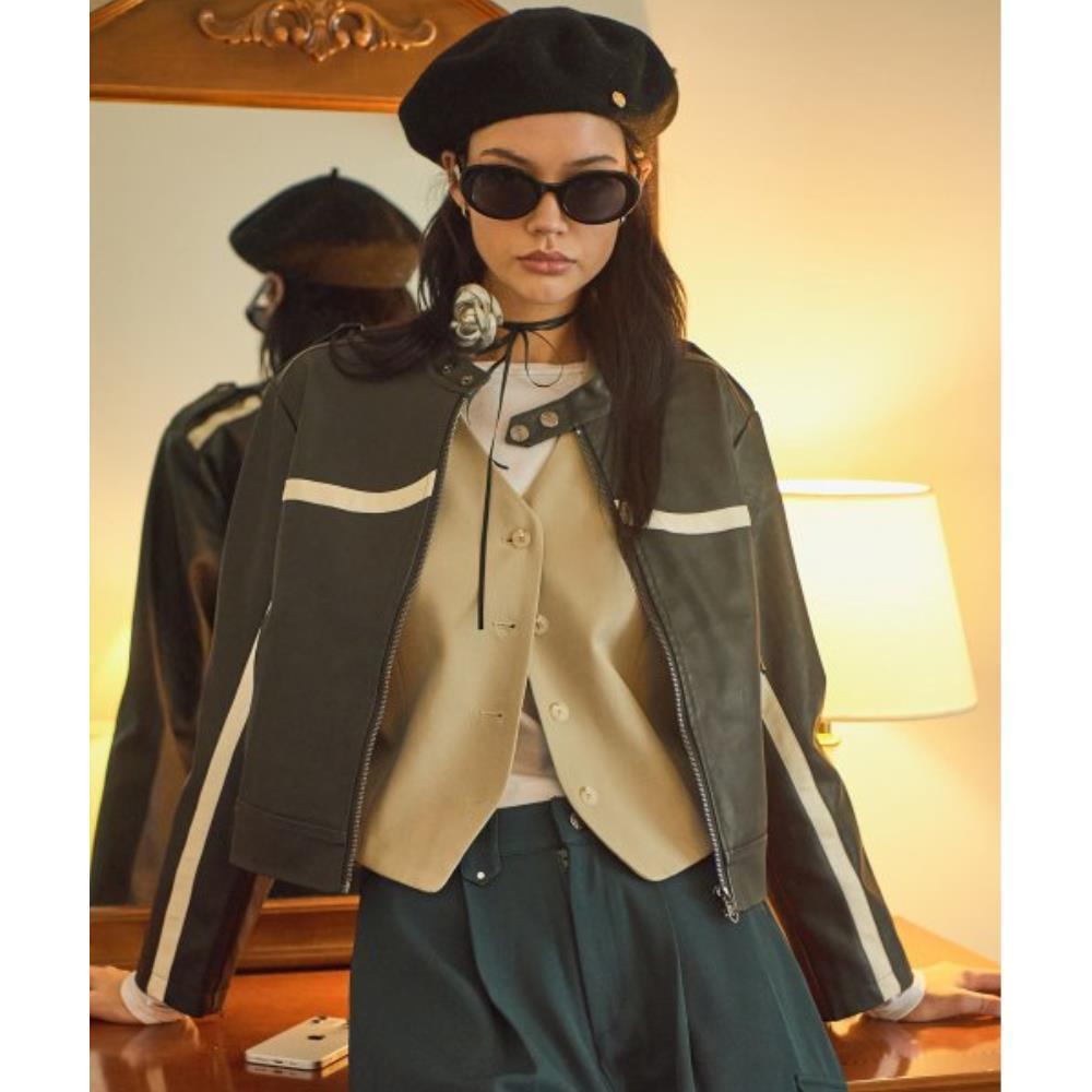 ◇BITTER CELLS◇ Line leather jacket black