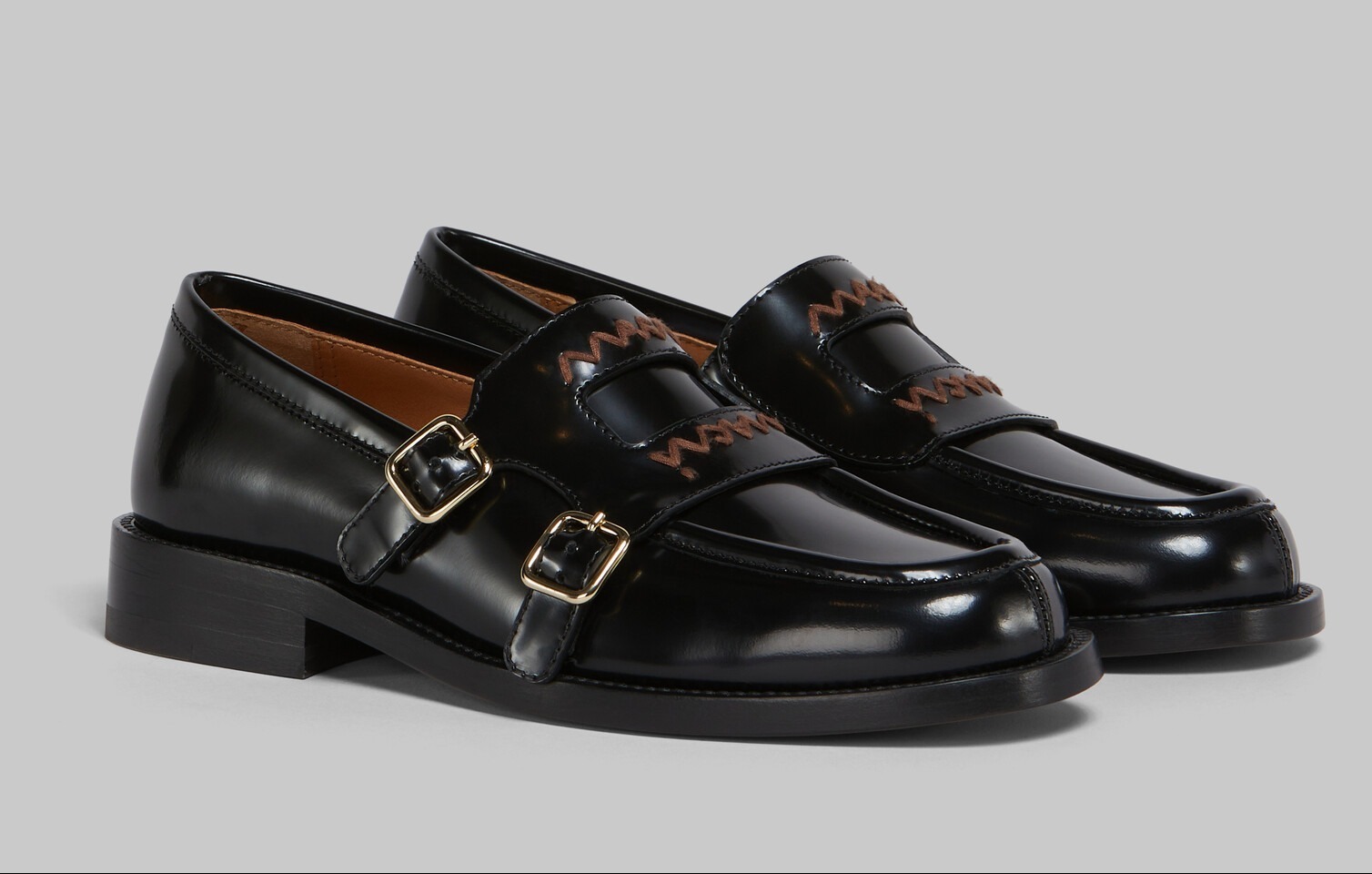 【国内発】MARNI Bambi 3.0 ダブルバックル ローファー Burgundy leather Bambi 3.0 loafer with double buckle | Marni