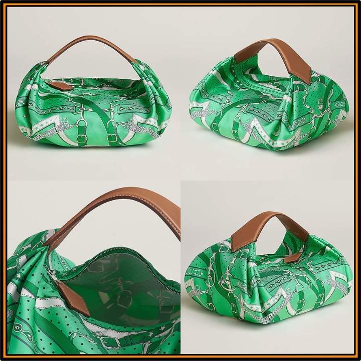 HERMES 新作 お洒落 ハンドバッグ 本革レザー シルク Balusoie