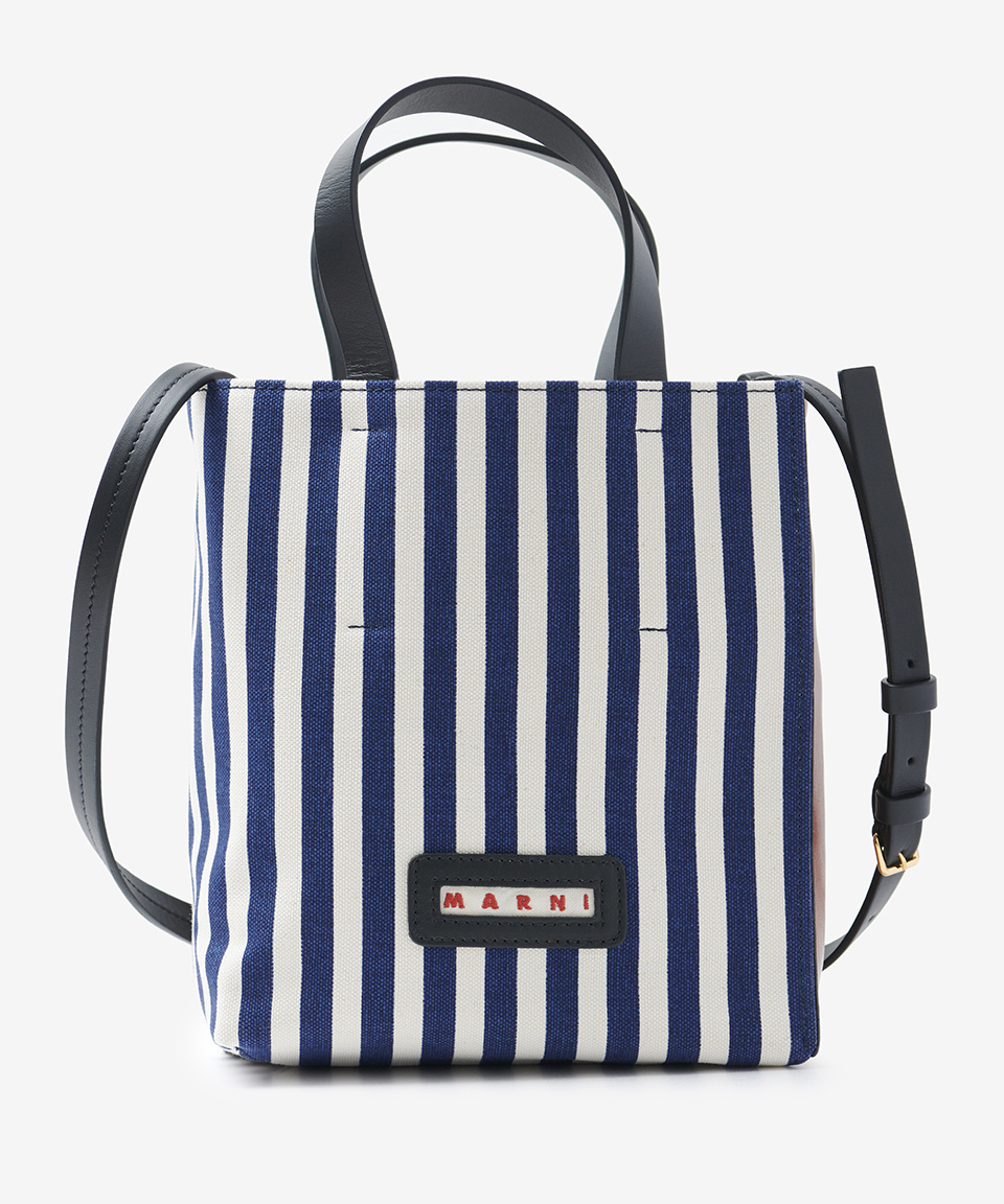 《MARNI》 ミニ ミュゼオ ストライプ トートバッグ
