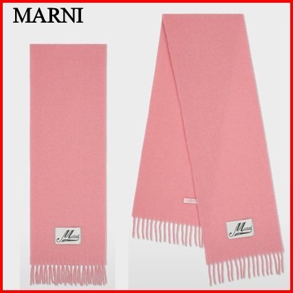 【関税込み】 ☆MARNI☆ ロゴパッチ ウール フリンジ マフラー
