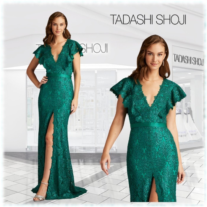 限定!! TADASHI SHOJI スパンコール刺繍 スリッドドレス