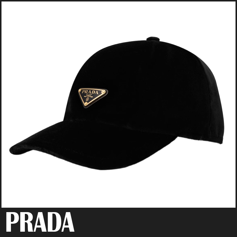送料関税込☆PRADA ベルベット ベースボールキャップ 男女兼用