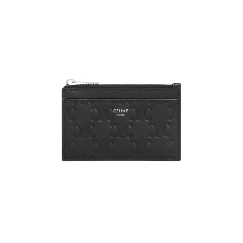 財布・小物その他 Celine Zipped Card Holder in Calfskin with Triomphe Embossed