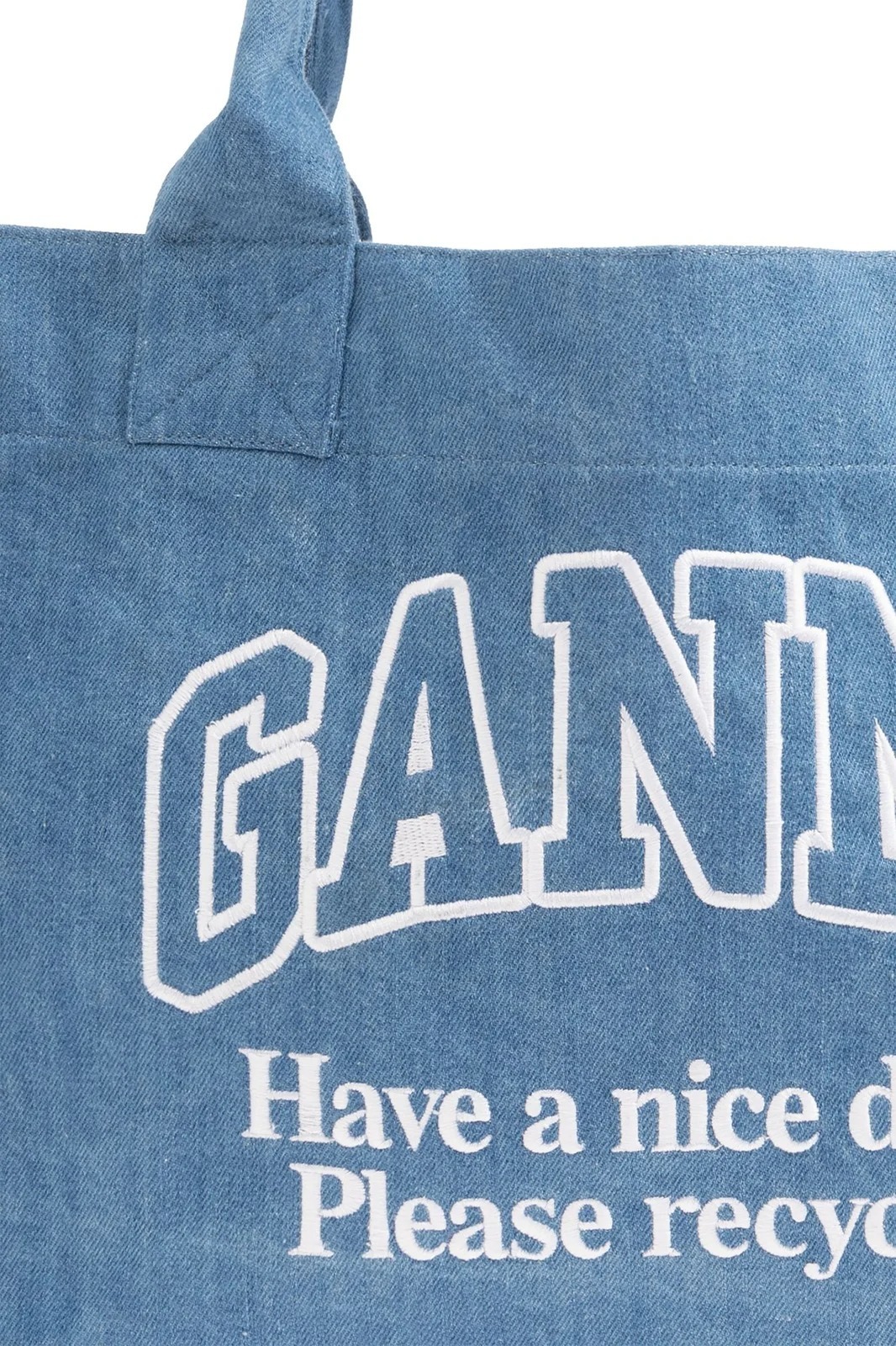 GANNI ロゴ刺繍デニムトートバッグ GANNI☆ロゴ刺繍デニムトートバッグ