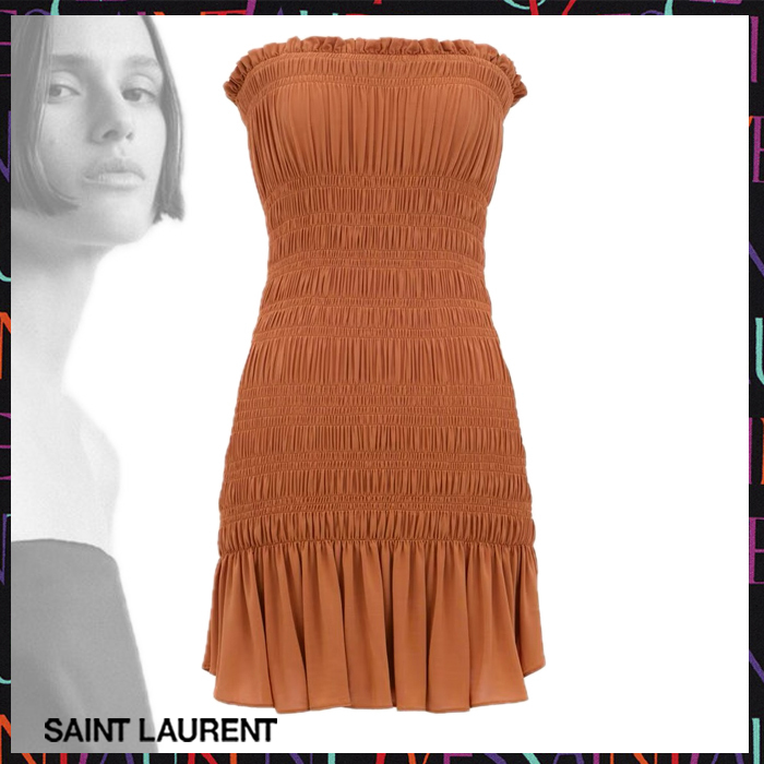 Saint Laurent《スモッキングドレス》ストレッチジャージー 直営