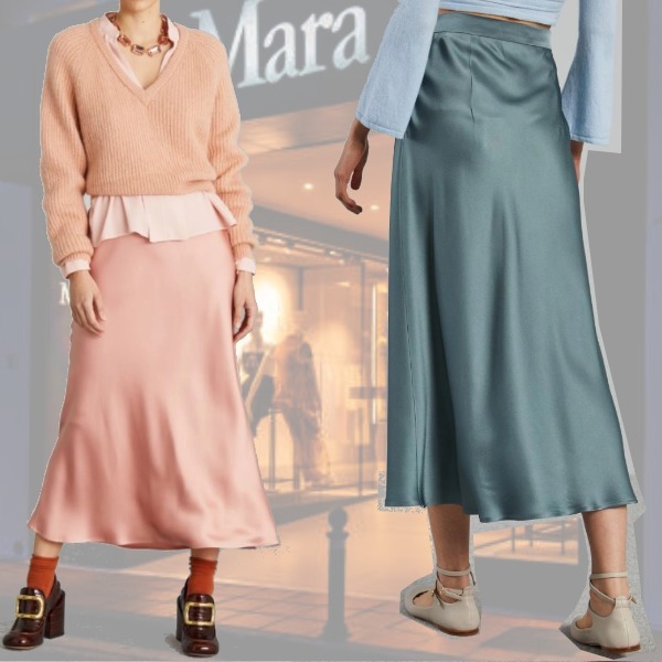 DT MaxMara ★ サテン フレア ミディスカート 2ZURLO 2色
