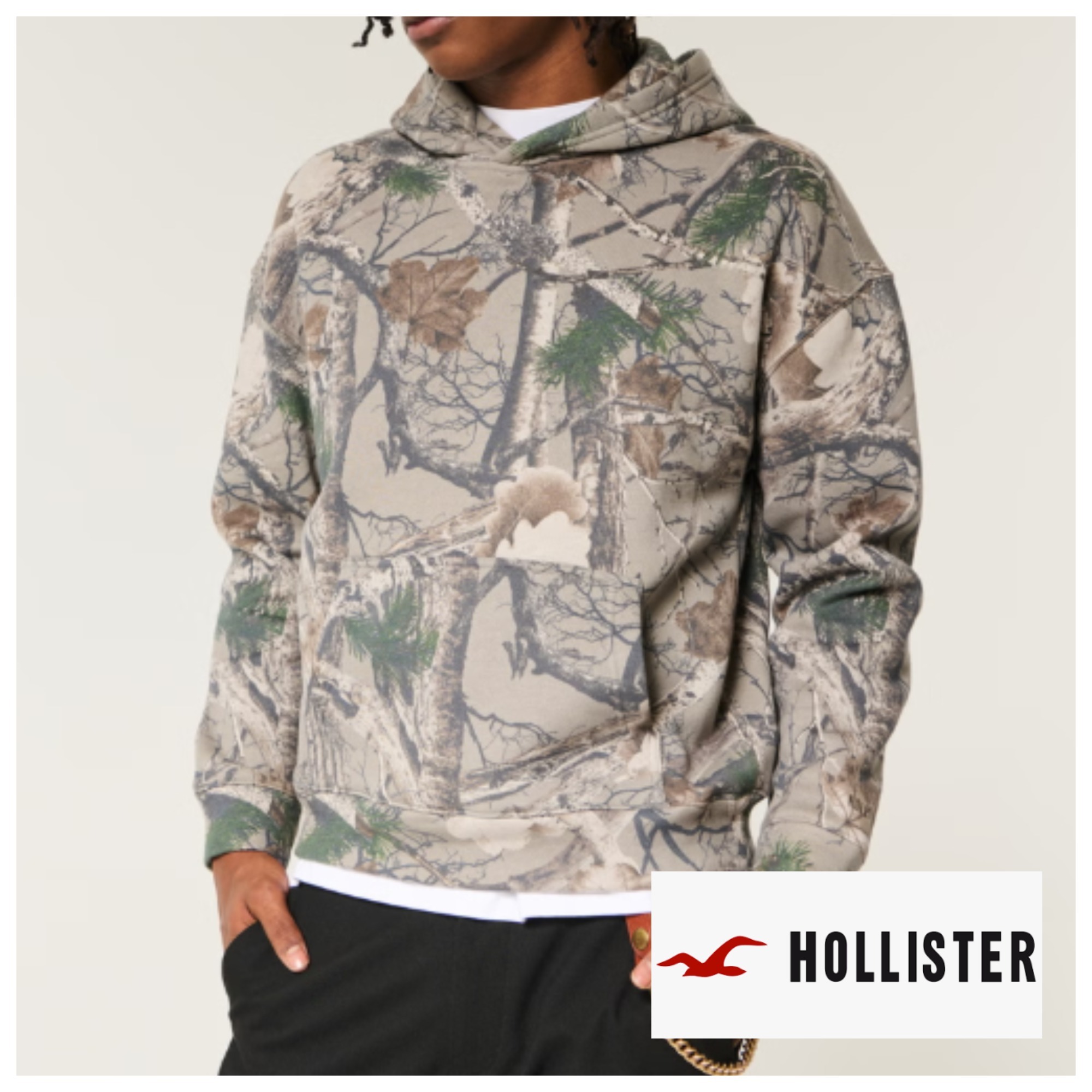 ★Hollister Co.★ボクシーカモフラージュパーカー