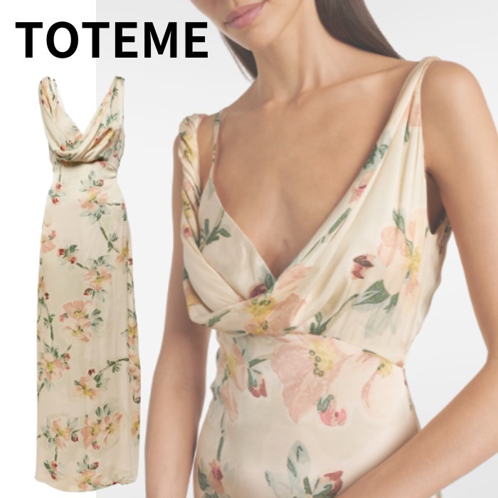 【TOTEME】花柄 ドレープ マキシドレス