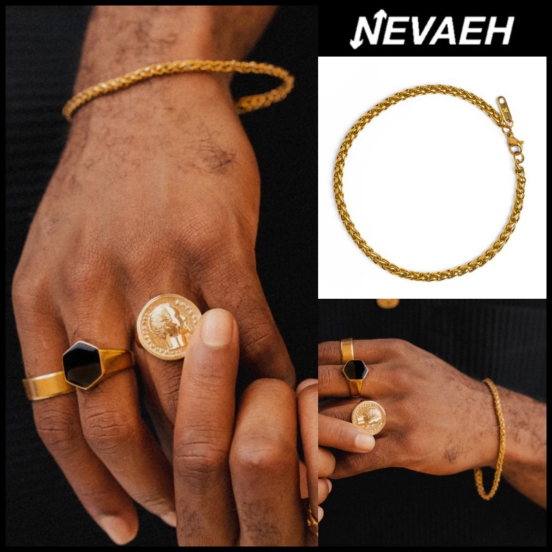 関税/送料込み【Nevaeh】18Kウィートチェーンブレスレット