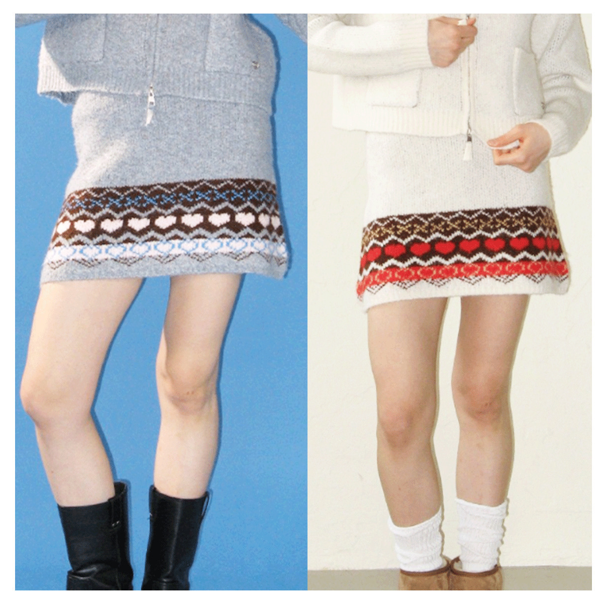 スカート RONRON HEART NORDIC ZIP UP SKIRT 4BNY607