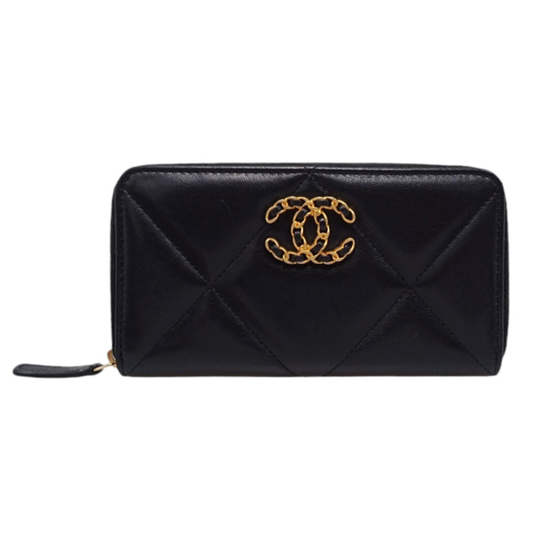 美品【シャネル】ラウンドジップCC長財布 ゴールド金具