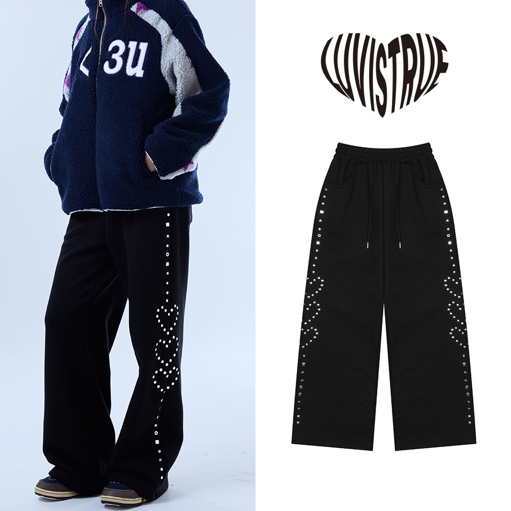 韓国商品/RONRON DOT LACE LINE SWEAT PANTS