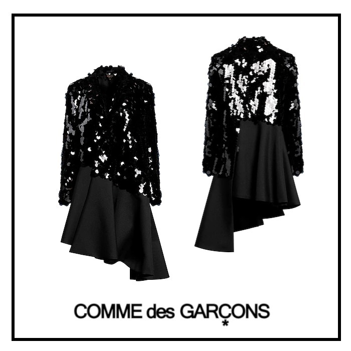 COMMEDesGARCONS スパンコールチュール デザインコート 黒