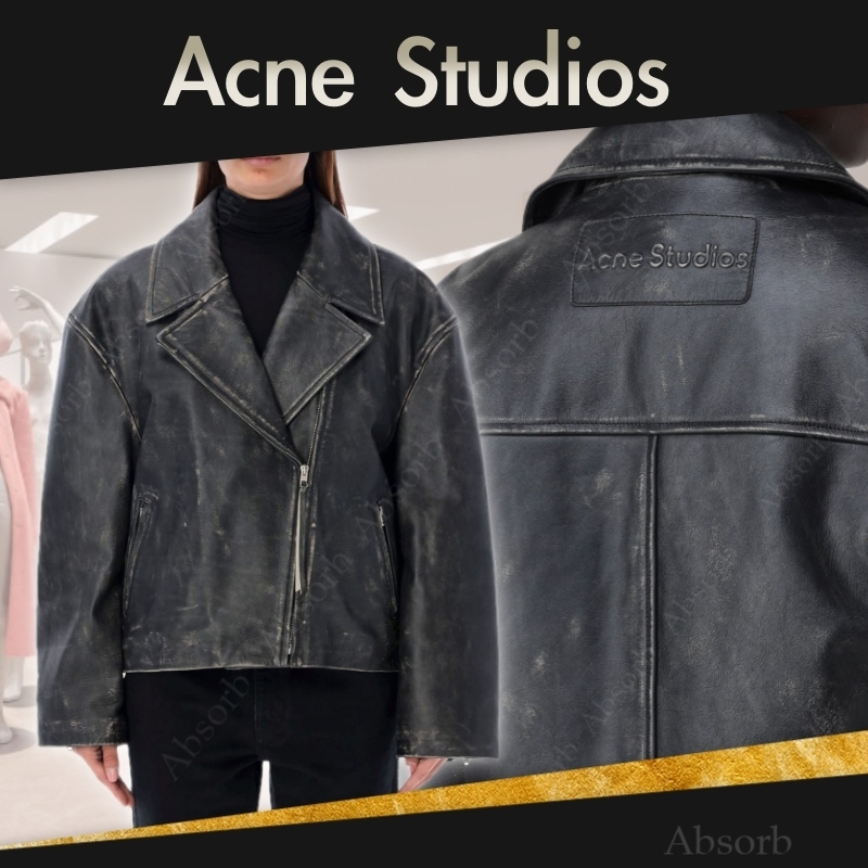 【25SS NEW】Acne Studios /パッド入りレザーバイカージャケット