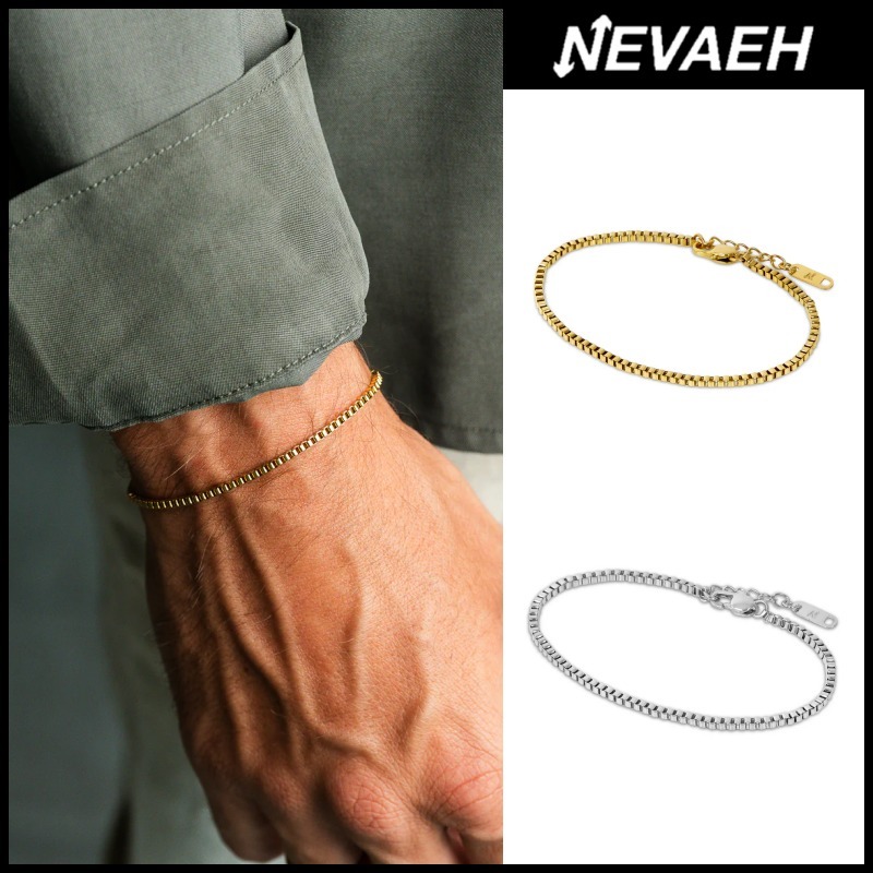 関税/送料込み【Nevaeh】18K ボックスチェーンブレスレット