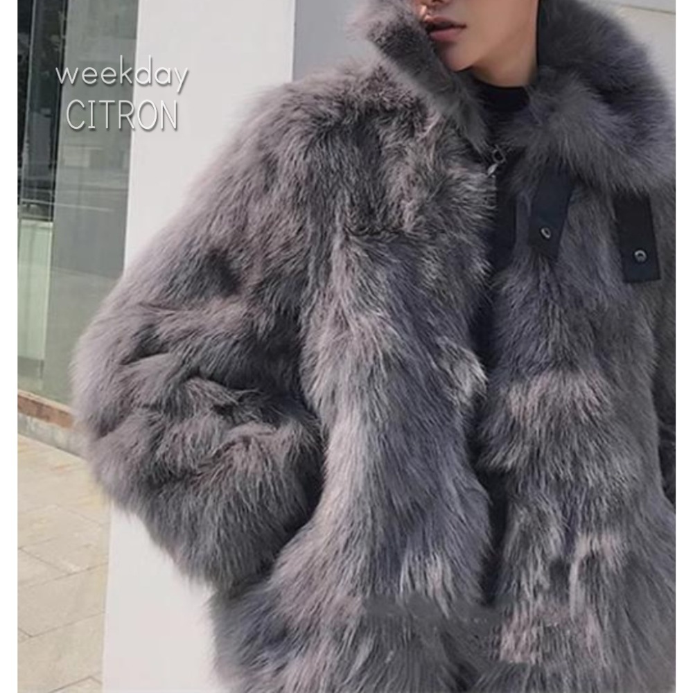 ファー ジャケット ネックベルト付 ショートコート 韓国 cr7568