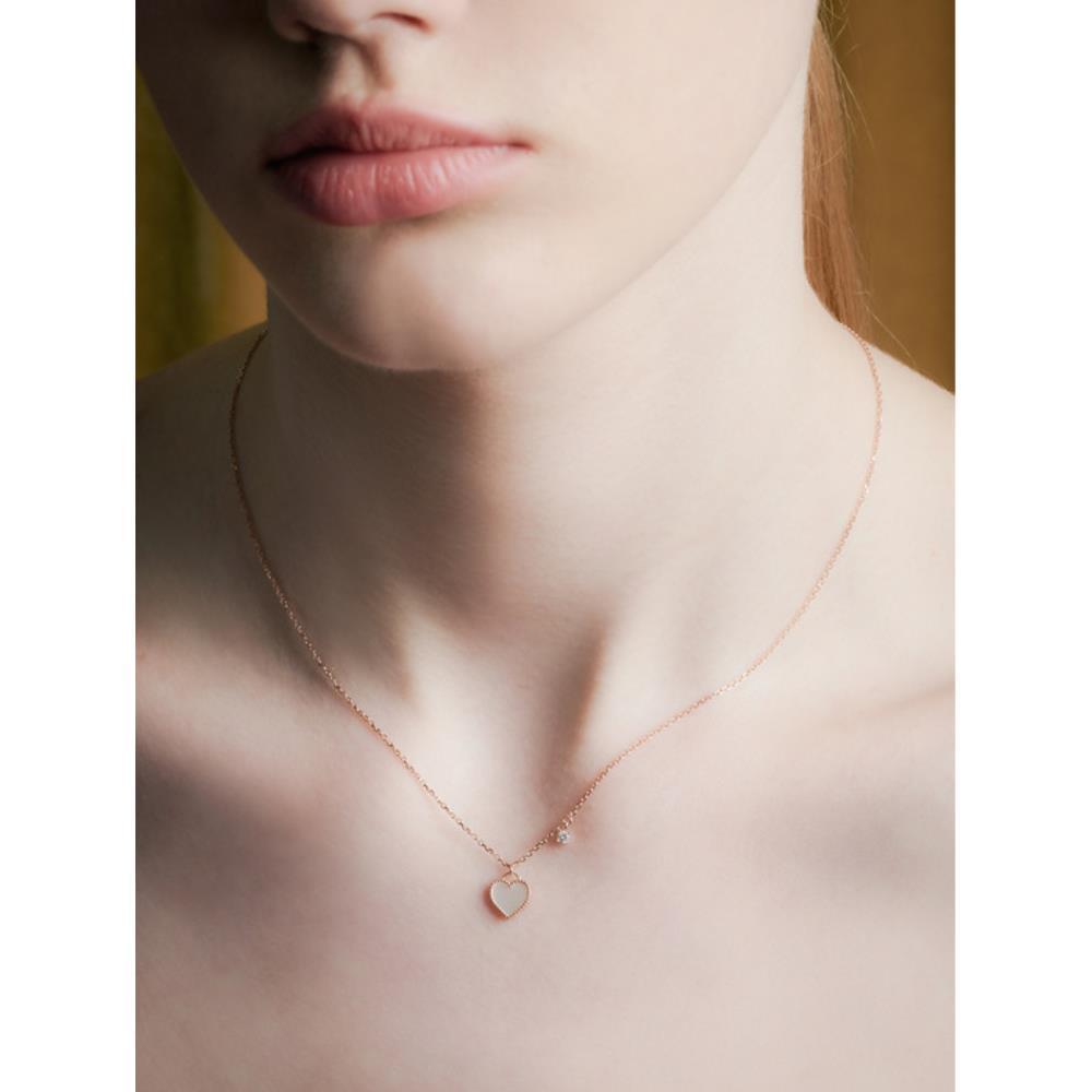 ★ROSEMONT★ Silver Mother of Pearl Heart Necklace RA24D20K