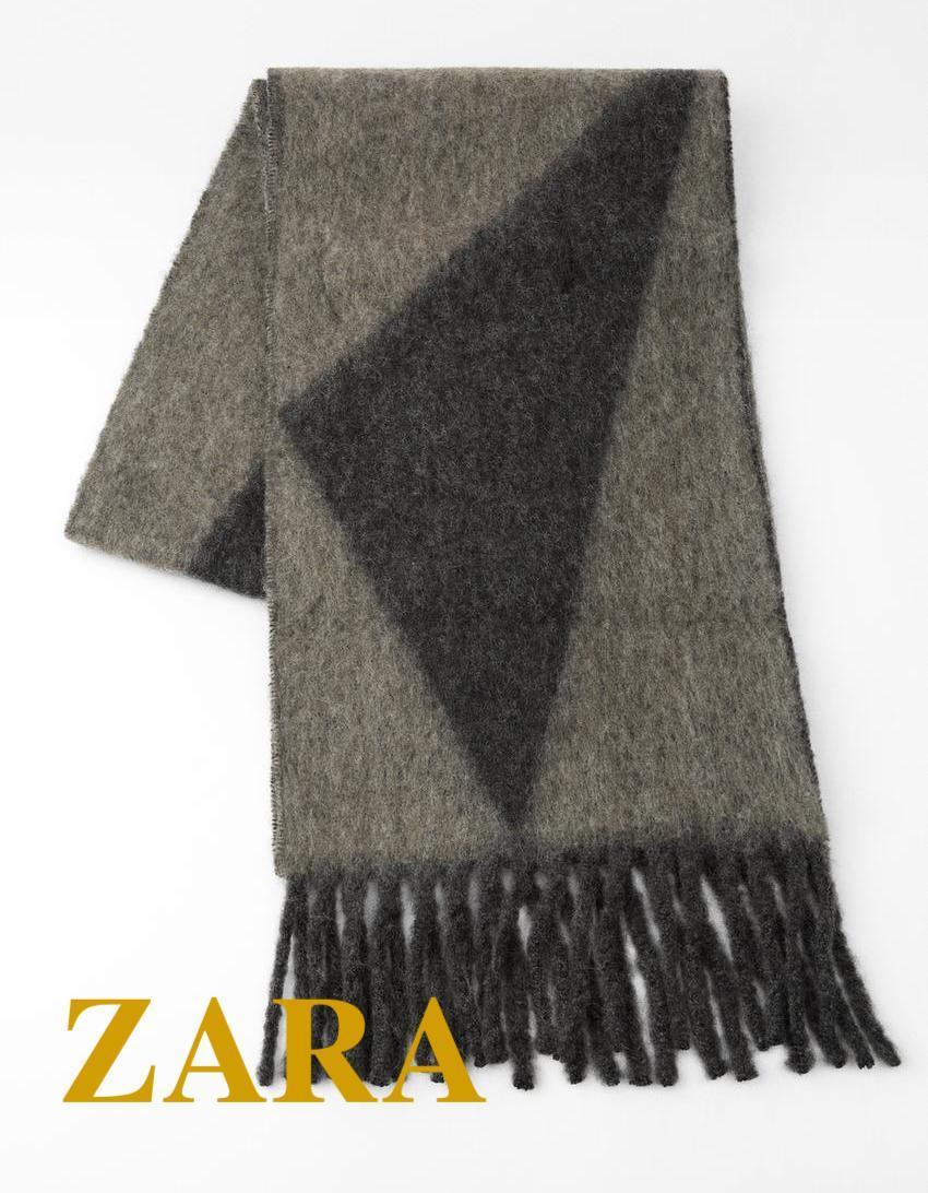 ☆ドイツ発*ZARA*新作*ウールジャガードマフラー/GREY☆