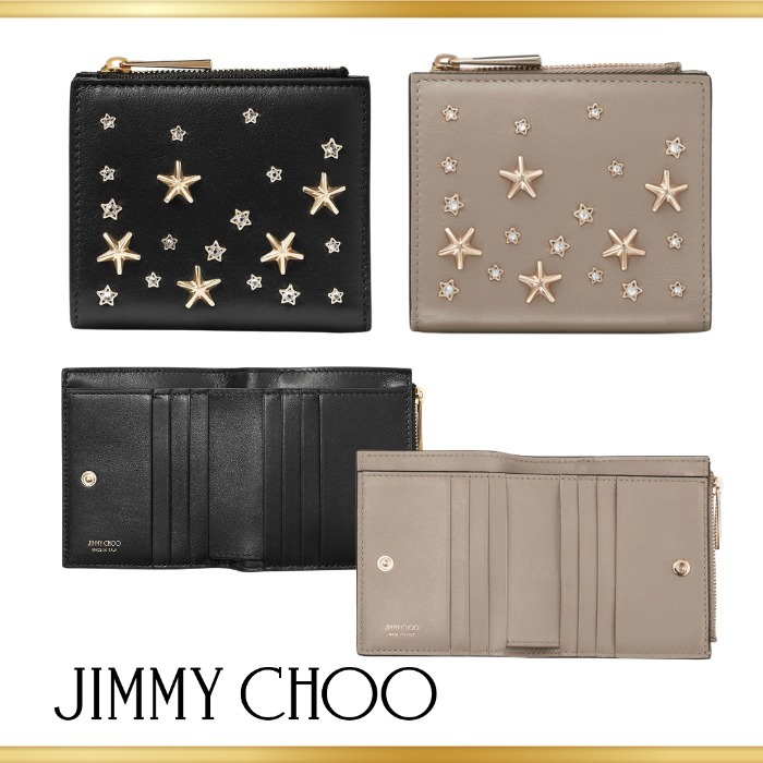 【JIMMY CHOO】ハニ カーフレザー・ウォレット スタッズ付き
