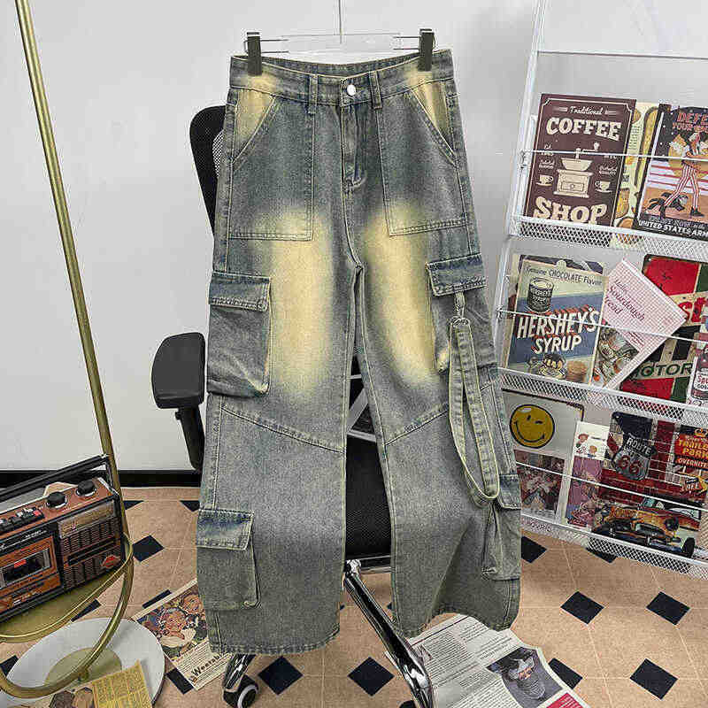 デニム パンツ マルチポケット ウオッシュ ルーズ ジーンズ 5