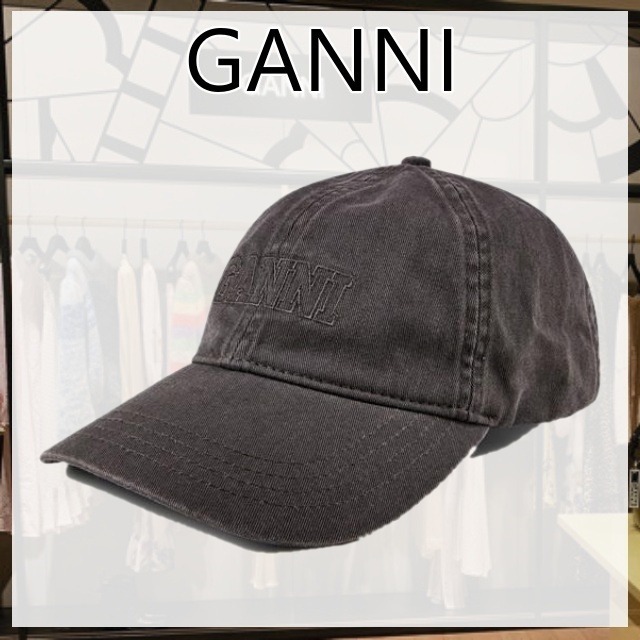 ☆GANNI☆ コットン ロゴ ベースボールキャップ