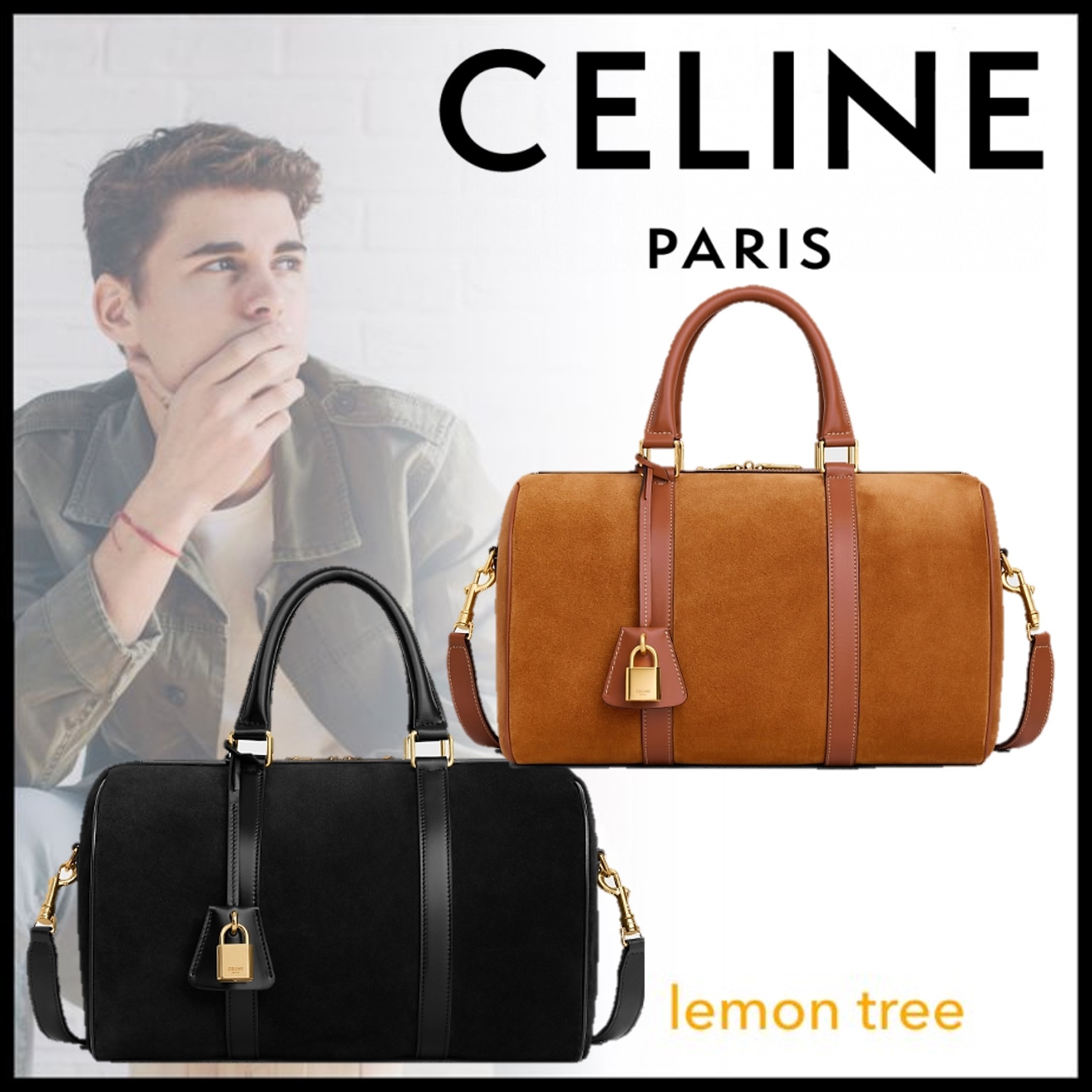【CELINE】ボストン スエードカーフスキン ショルダー 3WAY