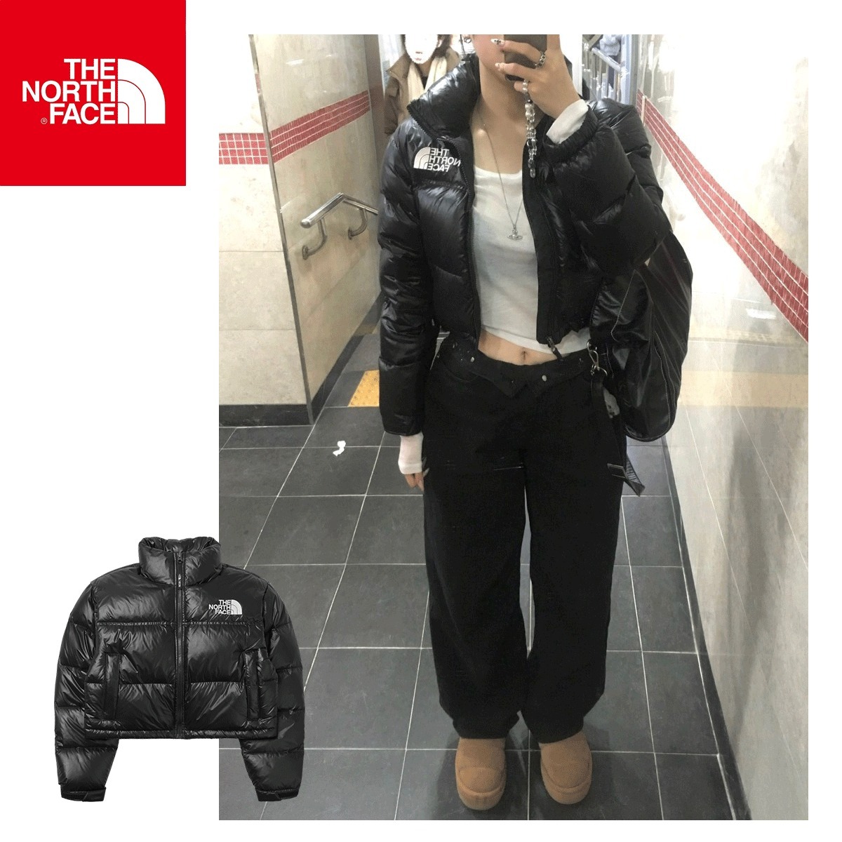 (W) The North Face ☆ Nuptse Short Jacket Black