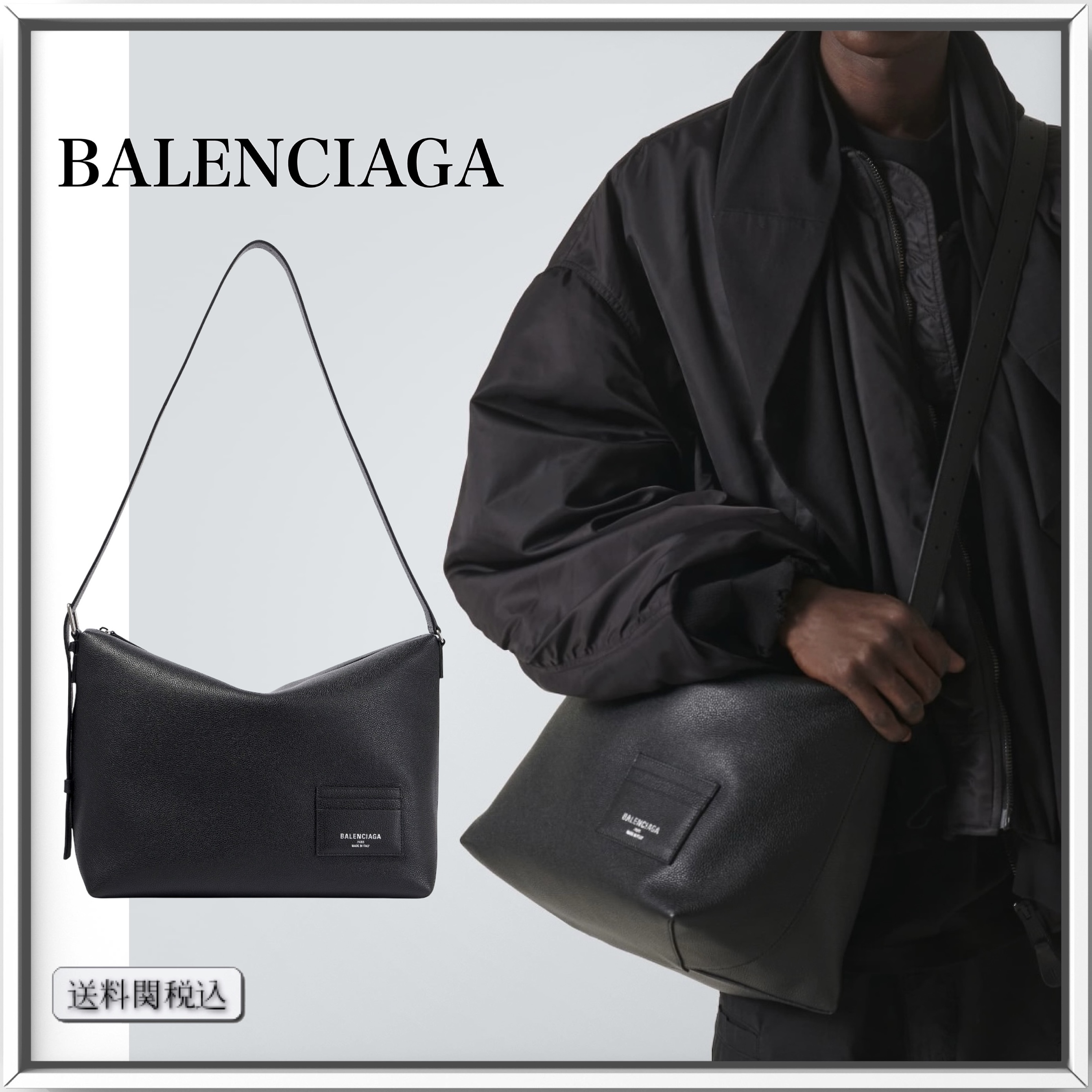 BALENCIAGA クレジット ラージ レザー メッセンジャーバッグ