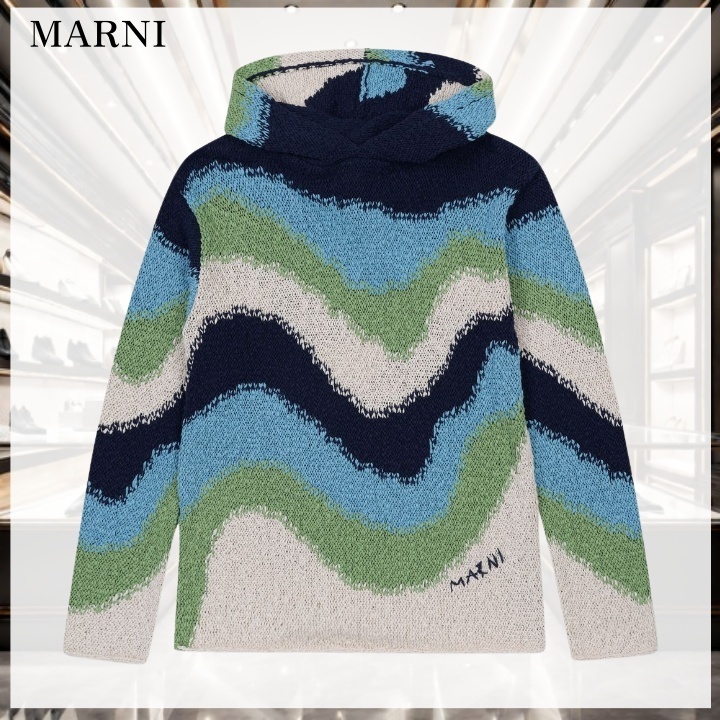 【MARNI】フードコットンニット ロゴ刺しゅう