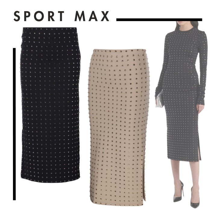 Sport Max★[NOME] ストラス付きジャージーロングスカート