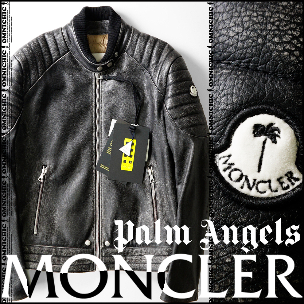 希少 MONCLER PALM ANGELS モンクレール レザーダウンジャケット