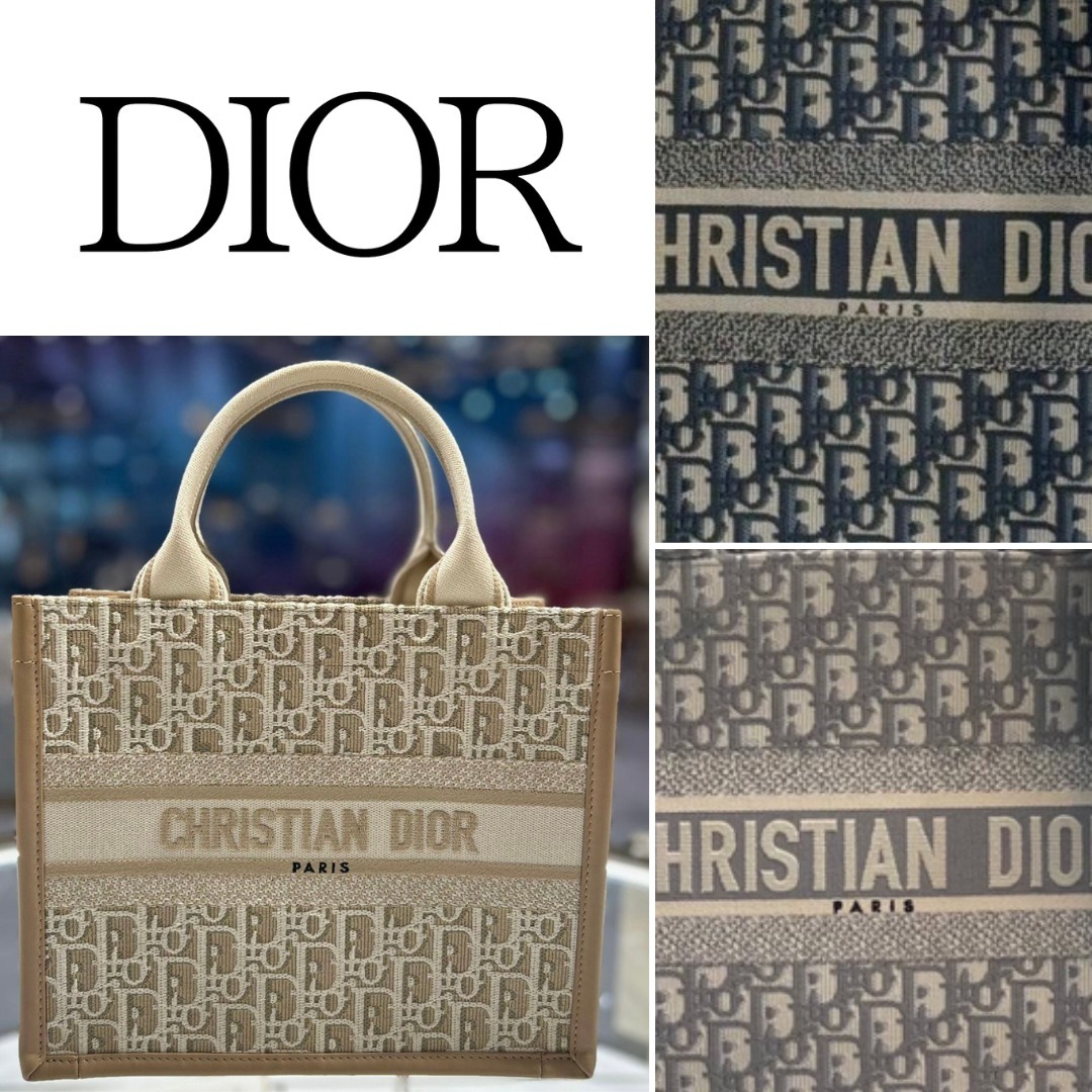 Dior oblique＆calfskin Dior Book Tote バッグ スモール
