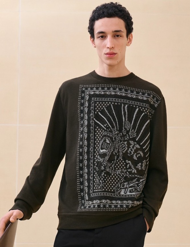 《デザインがポイント☆》HERMES クルーネック スウェットシャツ