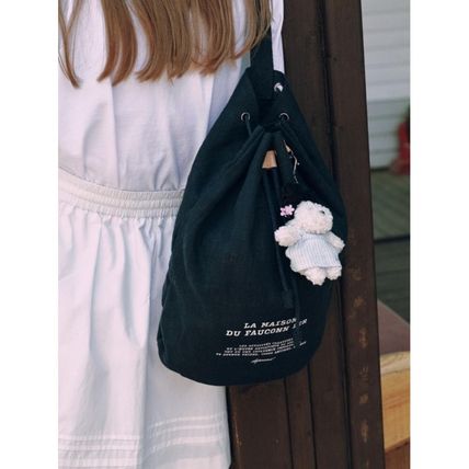 ショルダーバッグ・ポシェット depound Antibes Cotton Drawstring Bag Natural DP2436BG037MNT antibes drawstring bag (linen) - navy - DEPOUND CO LTD