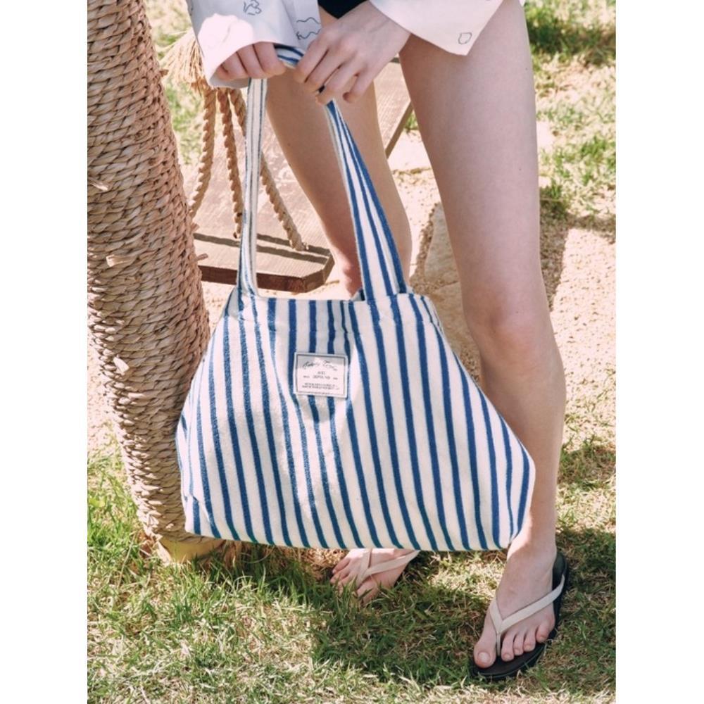 ◇depound◇ stripe terry bag blue (L)