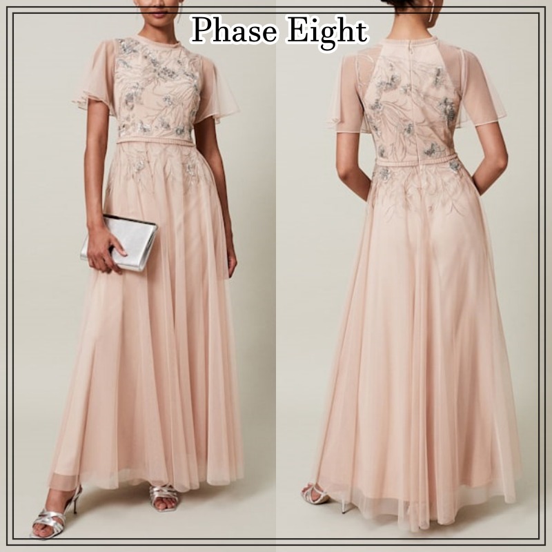 【Phase Eight】ゼナ ビーズチュール マキシドレス ※送関込