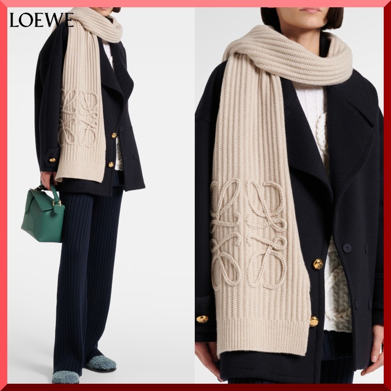 可愛い【LOEWE】アナグラム ウールスカーフ 関税/送料込み