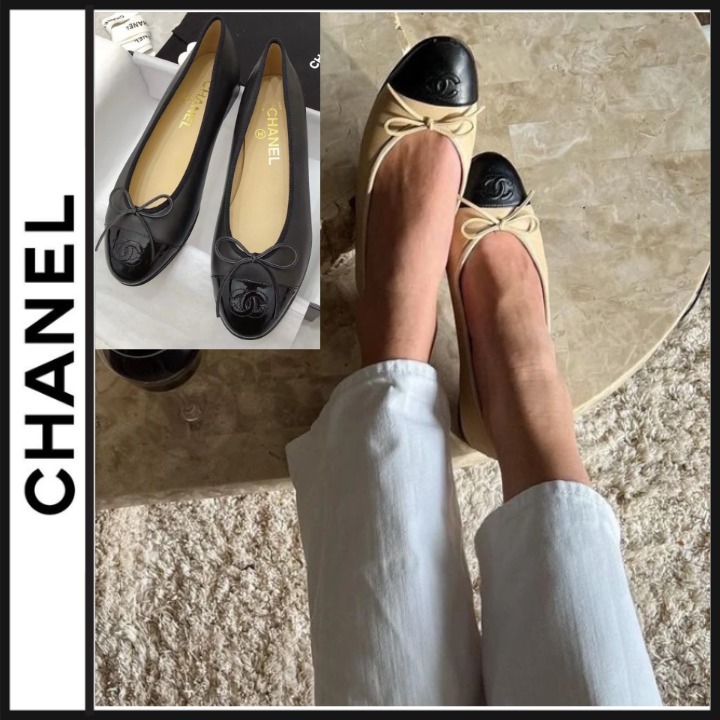 CHANEL レザー バレリーナ バレエシューズ