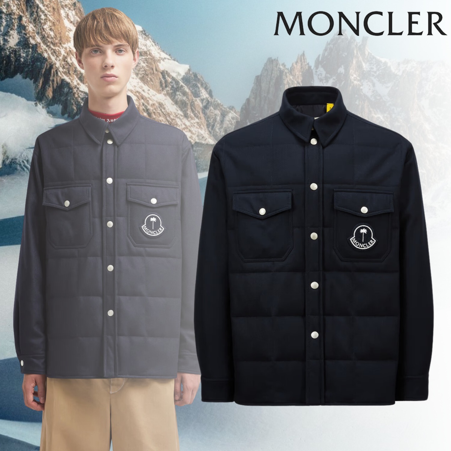 MONCLER Palm Angels モンクレール ウールフランネル シャツ