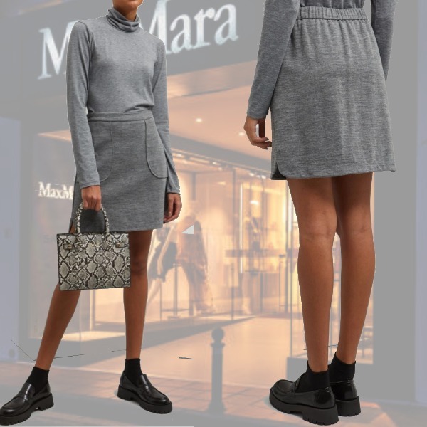 DT MaxMara ★ ウール混 ミニ スカート ELASTICO グレー